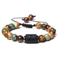 Libra zodiac natural stone bead bracelet with tiger eye gems and adjustable black cord - Libra-Braided Cord