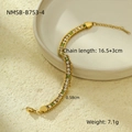 Macro shot of gold stainless steel chain bracelet set with green and white zircon crystals - 18K Gold / White & Light Green