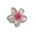 Pink plumeria flower hair claw clip with pearlescent finish and gradient glitter - Pearly Frangipani / Red