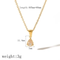 Vergoldete Edelstahl-Halskette mit Zirkonia-Tropfenanhänger und Größenangaben im Bild - 18K-Gold