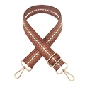 Adjustable bohemian shoulder strap with brown and white diamond weave and gold hooks - White Caramel Brown