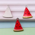 DIY handmade alloy watermelon slice pendant with colorful enamel and metal back - Style 36 White Gold