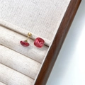 Sparkling pink cushion cut crystal stud earrings with gold screw backs in a luxury tray - Rose Red Cushion (10mm)