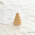 Mini wooden Christmas tree ornament with tiered design measuring 5.0cm height - Medium Rounded Layered Style(5.0cm) / Natural Wood Color