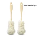 Set di due spazzole per bottiglie a manico corto con testine in fibra bianca morbida - Manico Corto-2 PZ