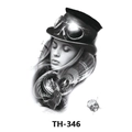 Steampunk temporary tattoo sticker with goggles, hot air balloon and compass TH-346 - Th-345 / 210*148mm
