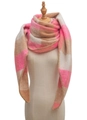 Detail of pink and beige plaid scarf showing soft texture and decorative stitching - 11# Pink White Brown