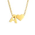 Collana dorata con ciondolo a lettera A e cuore lucido su una sottile catenina - Lettera A - Oro