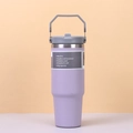 Purple insulated stainless steel coffee cup with handle and double wall design - 30oz/900ML / Handheld Style / Purple