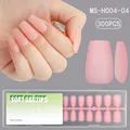 300pcs matte pink soft gel nail tips in 15 sizes, long ballerina shape coffin design - 300 Pcs / Short Trapezoid 04 (MS-H004-04)