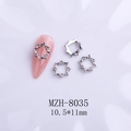 Detailed view of silver bow-knot alloy nail charms with dimensions 10.5x11mm - Silver Square Relief Style (8035)