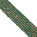 Oval faceted crystal bead in dark green and gold for DIY jewelry necklaces - Approx 50pcs/Strand / 4x6MM / Solid Dark Green