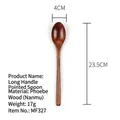 Long-handled Phoebe wood rice spoon with 23.5cm length and natural wood grain texture - Dark Brown (23.5cm*4cm Long Handle Pointed Spoon)