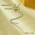 Vue macro détaillée de la chaîne serpent argentée avec fermoir coulissant réglable - Argent (NMSN-B137-2)