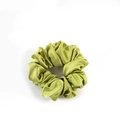 Vibrant lime green 100% mulberry silk scrunchie with a glossy satin texture finish - 4.5cm/19 Momme / Fruit Green