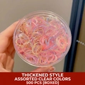 Scatola da 500 elastici per capelli spessi trasparenti multicolore per donna - Confezione in scatola / Trasparente Ispessito (500 Pezzi)