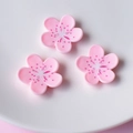 Set of 3 pink resin peach blossom charms for DIY hair accessories and car decor - Pink Five-Petal