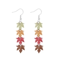 Creative maple leaf drop earrings featuring colorful autumn gradient enamel design - Chained Maple Leaf