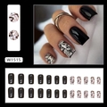 Square-oval black and white cracked pattern press-on nails set with 24 pieces - Cool Cracked Style (W1515)