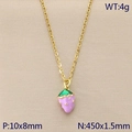 Pastel purple enamel strawberry pendant necklace with golden chain and 450mm length - Mini Purple Strawberry Style (KN292113-Z)