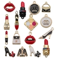 Set of 15 fashion-themed enamel and rhinestone alloy charms for DIY jewelry making - Enamel Women Series (SN213)