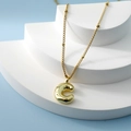 Polished gold 3D bubble letter C pendant necklace with a minimalist fine chain - Letter C(C)