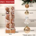 24-piece rose gold Christmas ball set in varied textures like glitter and faceted designs - 24 Pieces / Rose Gold
