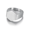 Anillo de sello hexagonal minimalista en plata con acabado de metal cepillado - US 7 / Color Acero