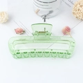 Glossy green transparent leopard square hair claw clip with golden metal spring - Pearlescent Transparent Green