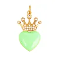 Green heart pendant with a gold crown setting and inlaid zircon stones for women - Green Crown Heart-ABG8886