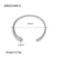 Bracelet jonc ouvert en acier inoxydable argenté poli avec diamètre de 6,61 cm - Style Lisse Argenté Minimaliste (JDB201489-S)