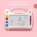 Pink magnetic drawing board for kids with four stamps and stylus, size 30x23.5x2.5cm - Large Pink Handheld Drawing Board (4 Stamps + 1 Pen)
