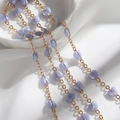 Cadena para joyas DIY con cuentas de corazón de resina violeta claro y metal dorado - Azul y Púrpura