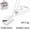 Silver envelope necklace in titanium steel with an openable pendant for couples - Steel Color Envelope Necklace (KN281760-SP)