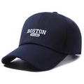 Casquette de baseball bleu marine avec broderie Boston 1630 blanche et six panneaux - Réglable / Bleu Marine