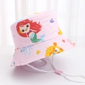 Detalle del sombrero de sol rosa con estampados de sirena y cordón ajustable de barbilla - 50cm / Estilo Sirena Rosa (图1)