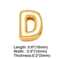 Macro detail of a 3D gold-plated letter D charm with 16mm x 12mm size measurements - Gold D
