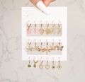 9-pair gold-tone hoop earring set featuring butterfly, heart, and dragonfly charms - Butterfly Heart Dragonfly Style (5758301HB)