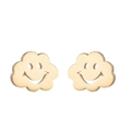Golden cloud-shaped stud earrings featuring a minimalist smiling face engraving for women - Cloud / Gold