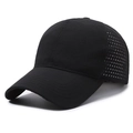 Casquette de baseball noire à séchage rapide avec trous de ventilation découpés - Réglable / Noir
