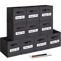 10er-Set schwarze faltbare Vlies-Aufbewahrungsboxen mit Griffen und praktischen Etiketten - Offenes Etikettenfach / Groß (28*28*28cm) / Schwarz