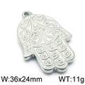 Silberner Hamsa-Hand-Edelstahlanhänger mit geprägter Wirbelstruktur auf weißem Hintergrund - Stil 2 Stahlfarbe (KLJ5703-Z)