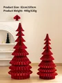 Set of two red honeycomb paper Christmas tree decorations in 82cm and 103cm sizes - Set 5 (2pcs)
