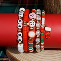 Set braccialetti natalizi multistrato con perle fiocchi di neve e Babbo Natale - SD62549-Lettere HO HO HO Ciondolo Guanto