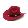 Close-up of wine red cowboy hat featuring silver engraved metal studs on black band - M(56-58cm) / Burgundy