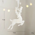 Addobbo natalizio renna bianca glitterata 11x12cm con nastro per albero di Natale - Stile B / Bianco