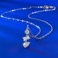 Collier en argent S925 avec pendentif en zircon géométrique de formes ronde et rectangulaire - Style Irrégulier (N245) / Argent 925
