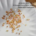 Champagne aurora crystal nail art charms in heart and star shapes, 100pcs pack - Approx. 100 Pcs / Champagne Phantom