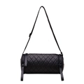 Quilted black cylinder crossbody bag in water-resistant nylon with adjustable strap - Large / Black