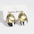 Two-tone gold and silver drop earrings with brushed metal finish for a modern luxury look - Gold